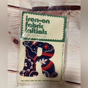 Initial R iron on patch-NEW-red/white/blue